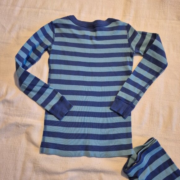 Hanna Andersson boys size 5 2 tone blue pajama set, pants need new elastic - Picture 3 of 9